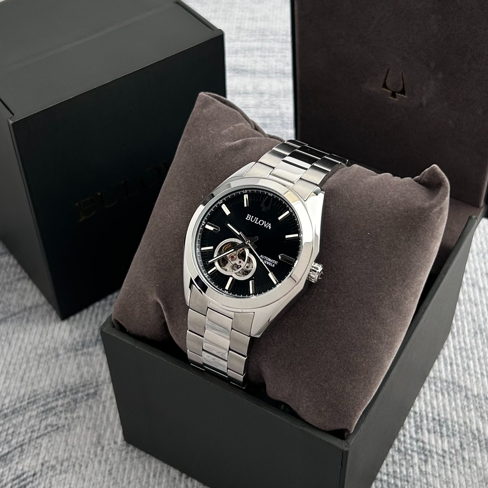 Bulova Surveyor 96A270 Men’s Classic Black Dial Automatic Watch 42mm