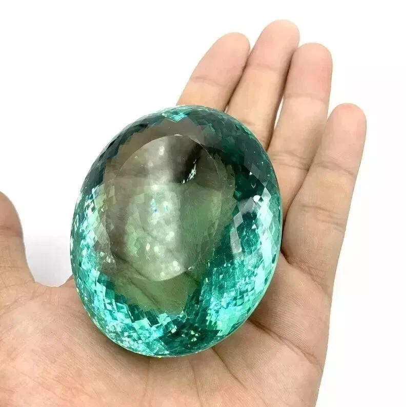 200 Carat Flawless Bluish Green Grandidierite Oval Cut Certified Loose Gemstone