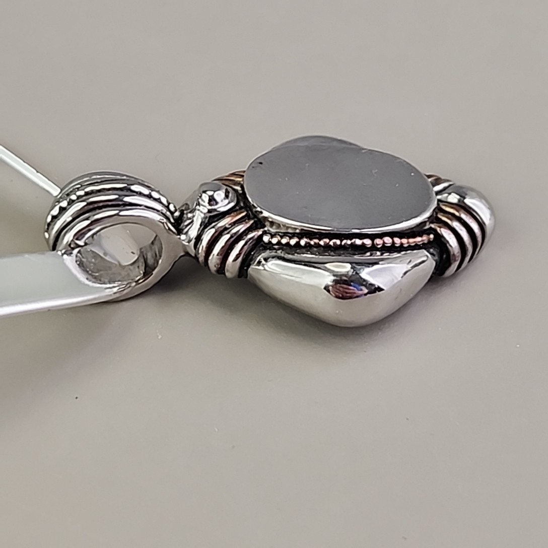 Vintage Torque Necklace Oval Pendant Pointed Silver Tone 17″