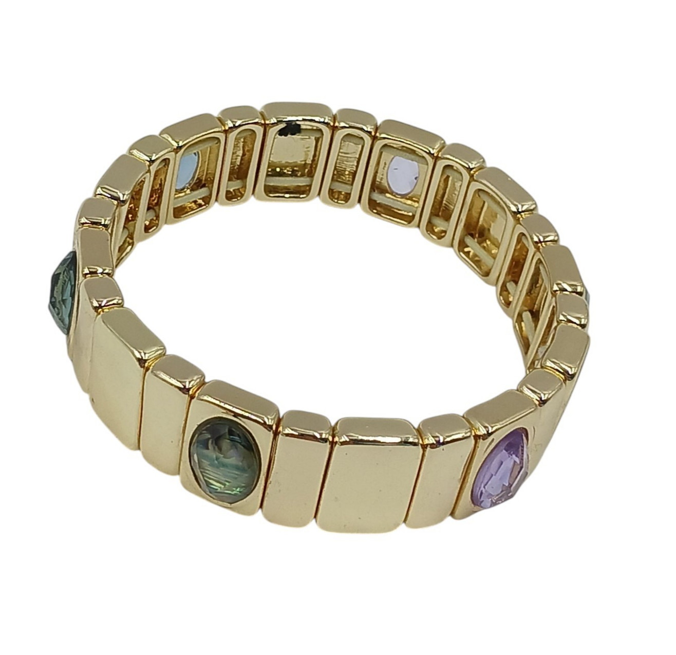 Anne Klein Tile Stretch Bracelet With Zinc Abalone And Plastic Settings Nice New