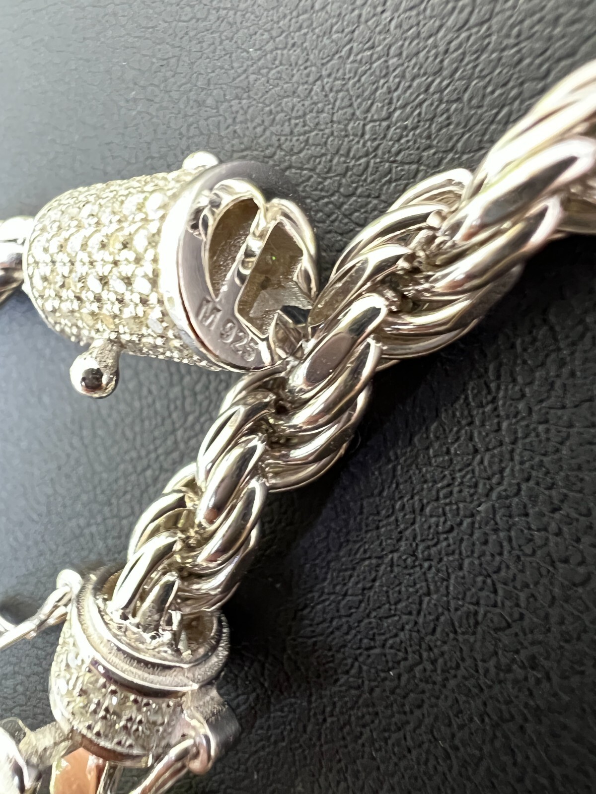 Real 6mm Rope Chain Necklace Bracelet Solid 925 Silver Iced 1ct MOISSANITE Clasp