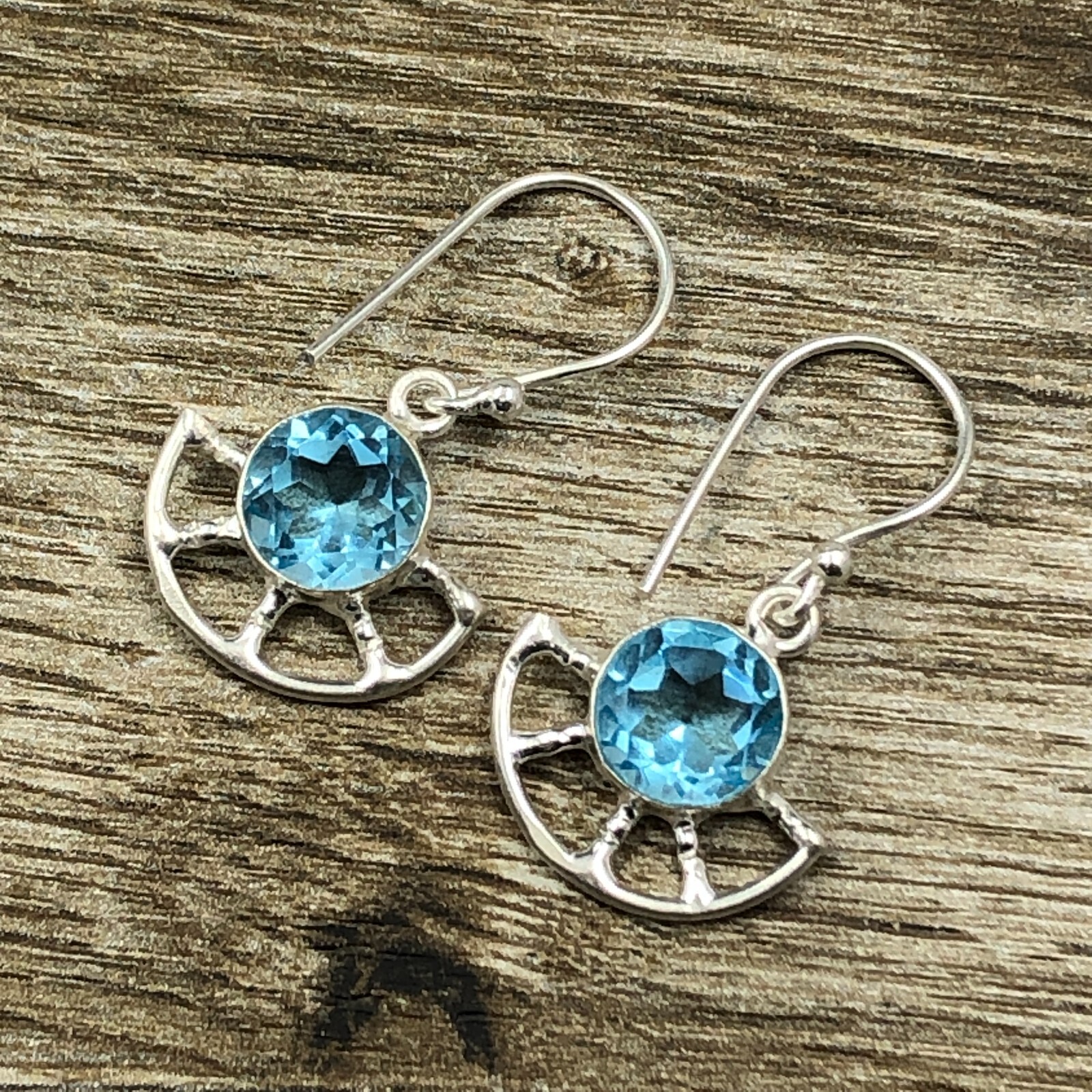 Natural Sky Topaz Gemstone Drop/Dangle Blue Earrings 925 Sterling Silver Jewelry