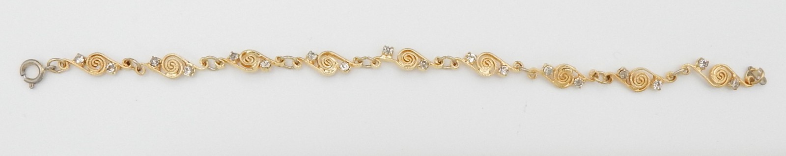 Vintage 12K Gold Plated Swirl Filigree Studded Bracelet