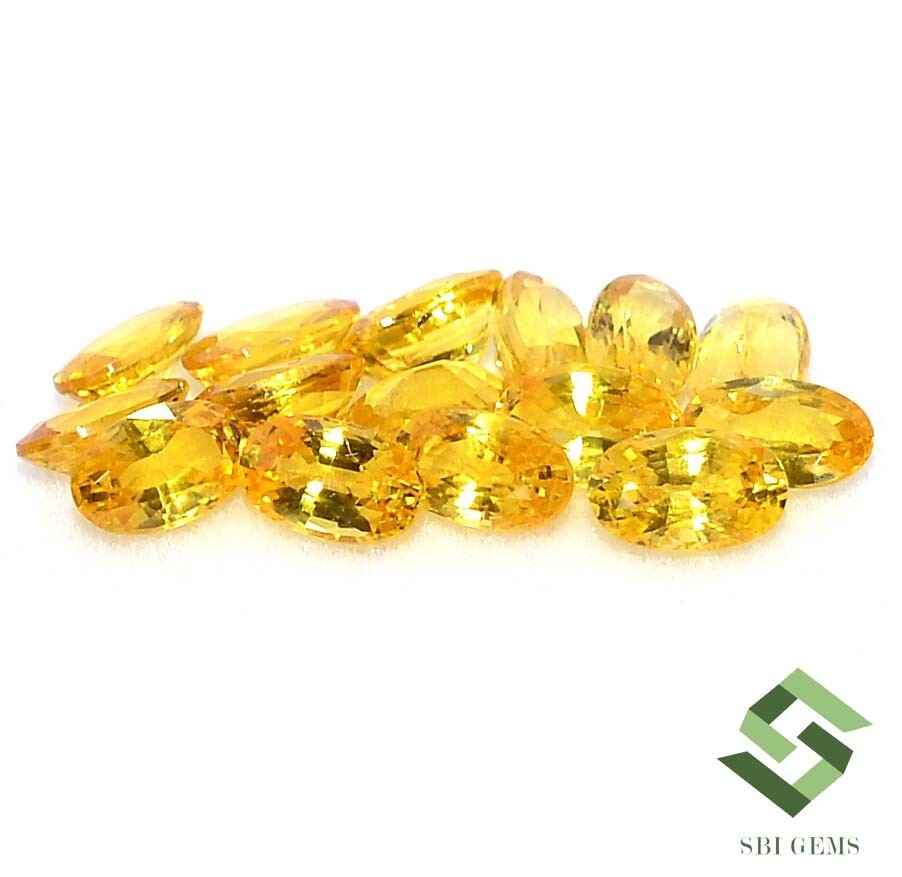 5×3 mm Natural Yellow Sapphire Oval Cut Lot 15 Pcs 4.77 CTS Loose Gemstones