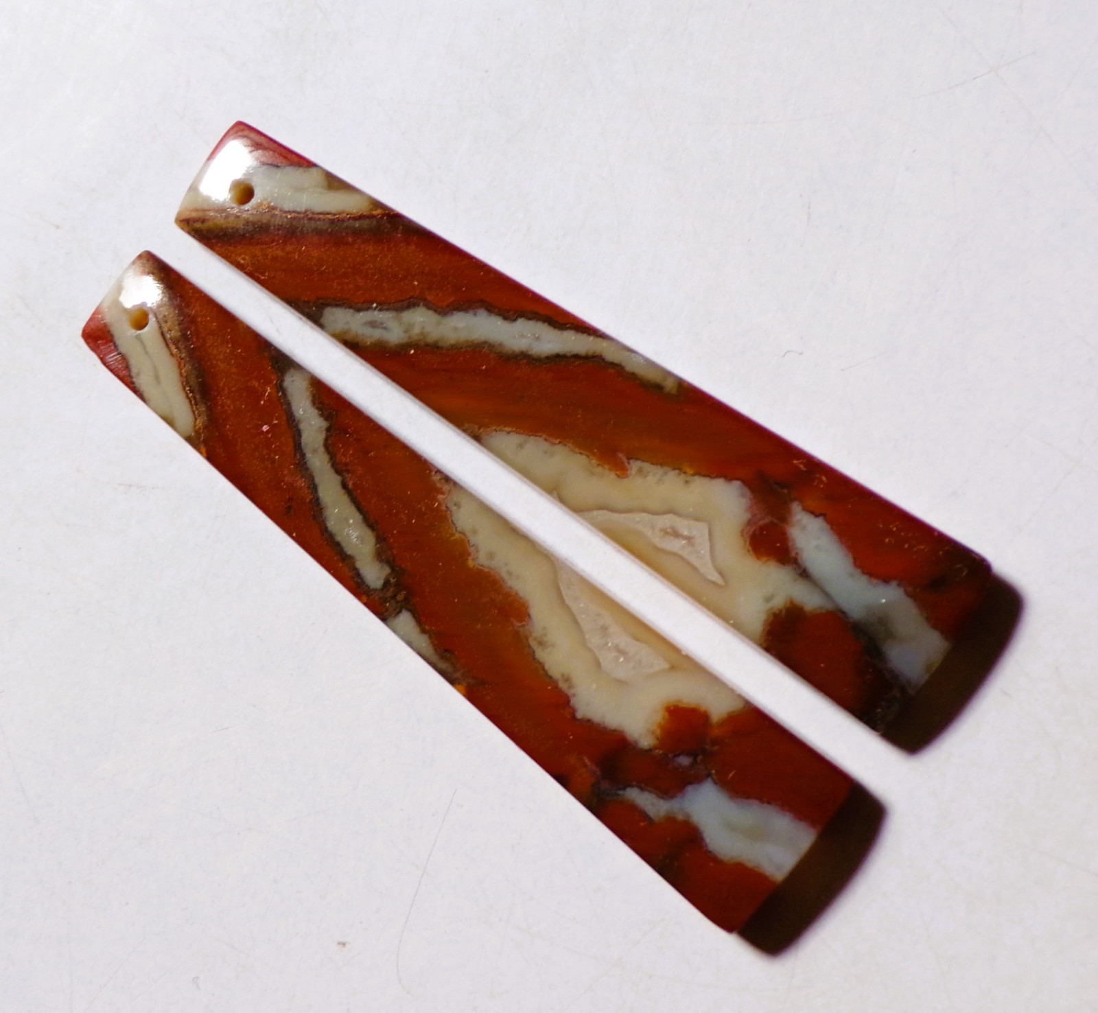 39.10 Cts Natural Red Jasper Drilled Cabochon Match Pair Gemstone 51X10.6MM
