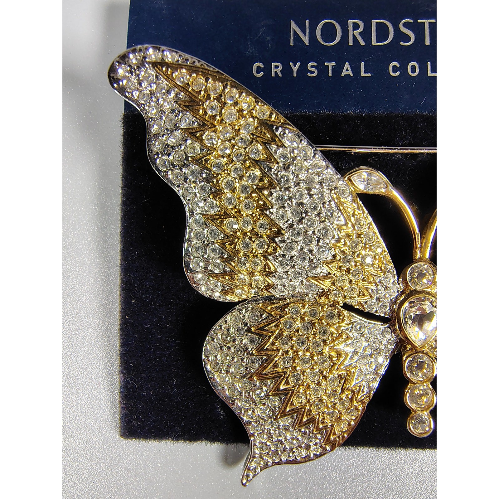 Vintage Nordstrom Crystal Collection Butterfly Brooch Pin 2.75″ – Rhodium Plated