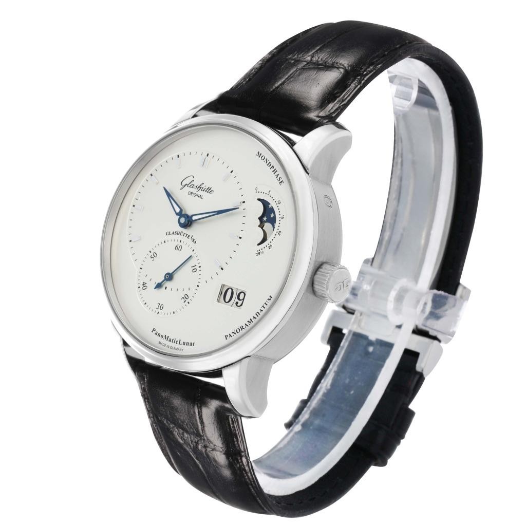 Glashutte PanoMaticLunar Steel Silver Dial Mens Watch 1-90-02-42-32-61
