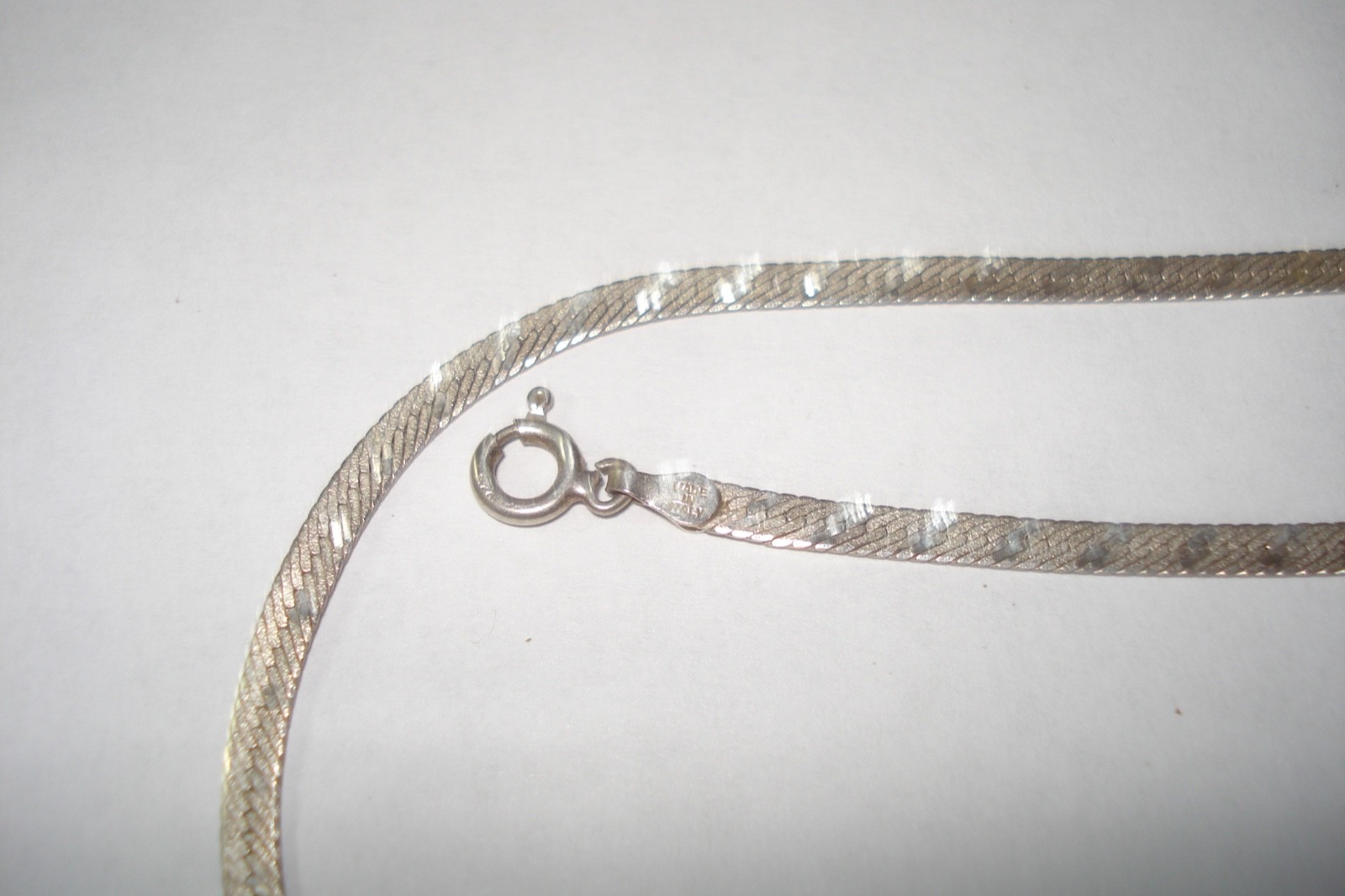 Vintage 925 Sterling Silver Herringbone Chain Necklace 20″ FGS VIOR Italy