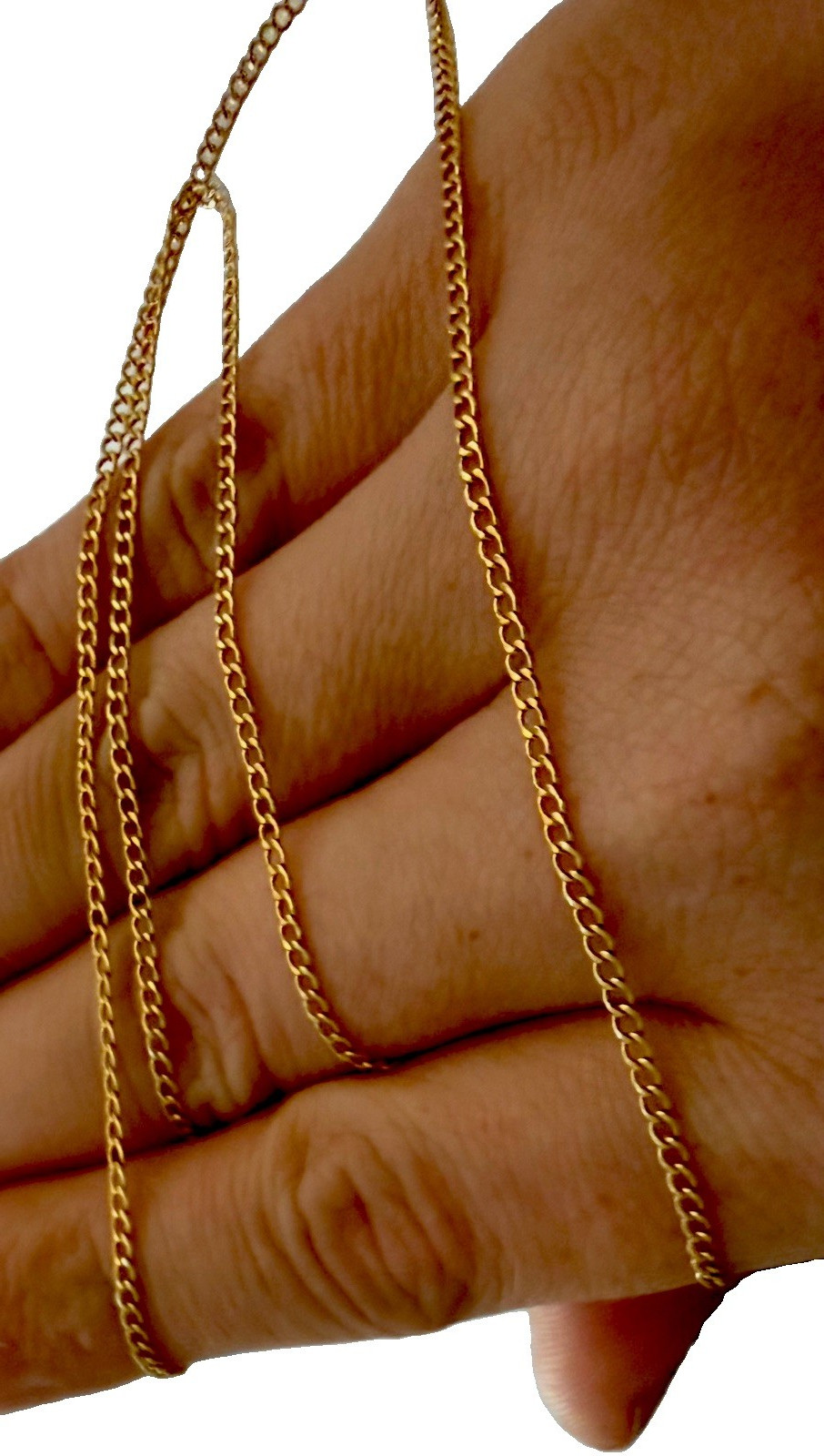 18k 24” 2mm Curb Link Chain Necklace, Metal, Lobster Clasp Closure