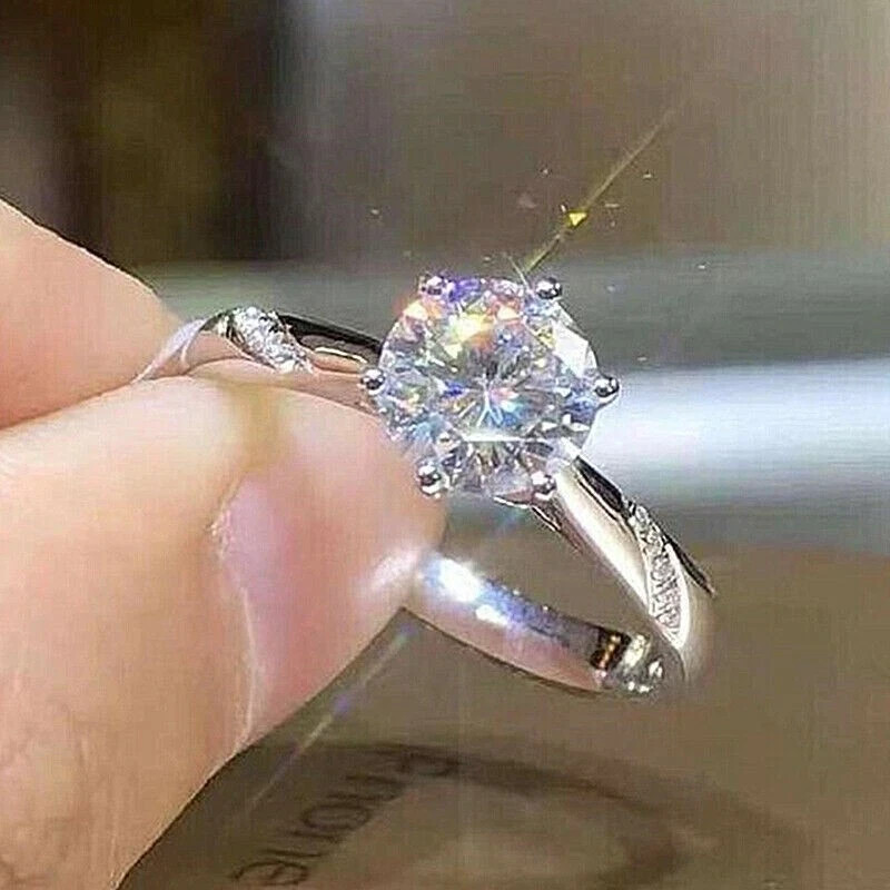 1.20Ct Round Cut Lab Created Diamond Solitaire Women Ring 14K White Gold Plated