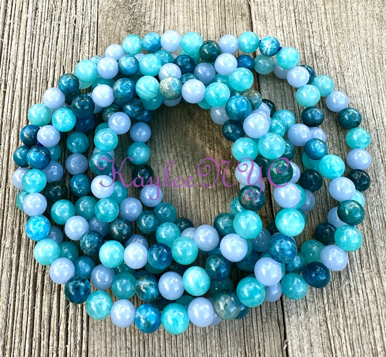 Wholesale 6 Pcs Throat Chakra 6mm 7.5” Crystal Healing Stretch Bracelet