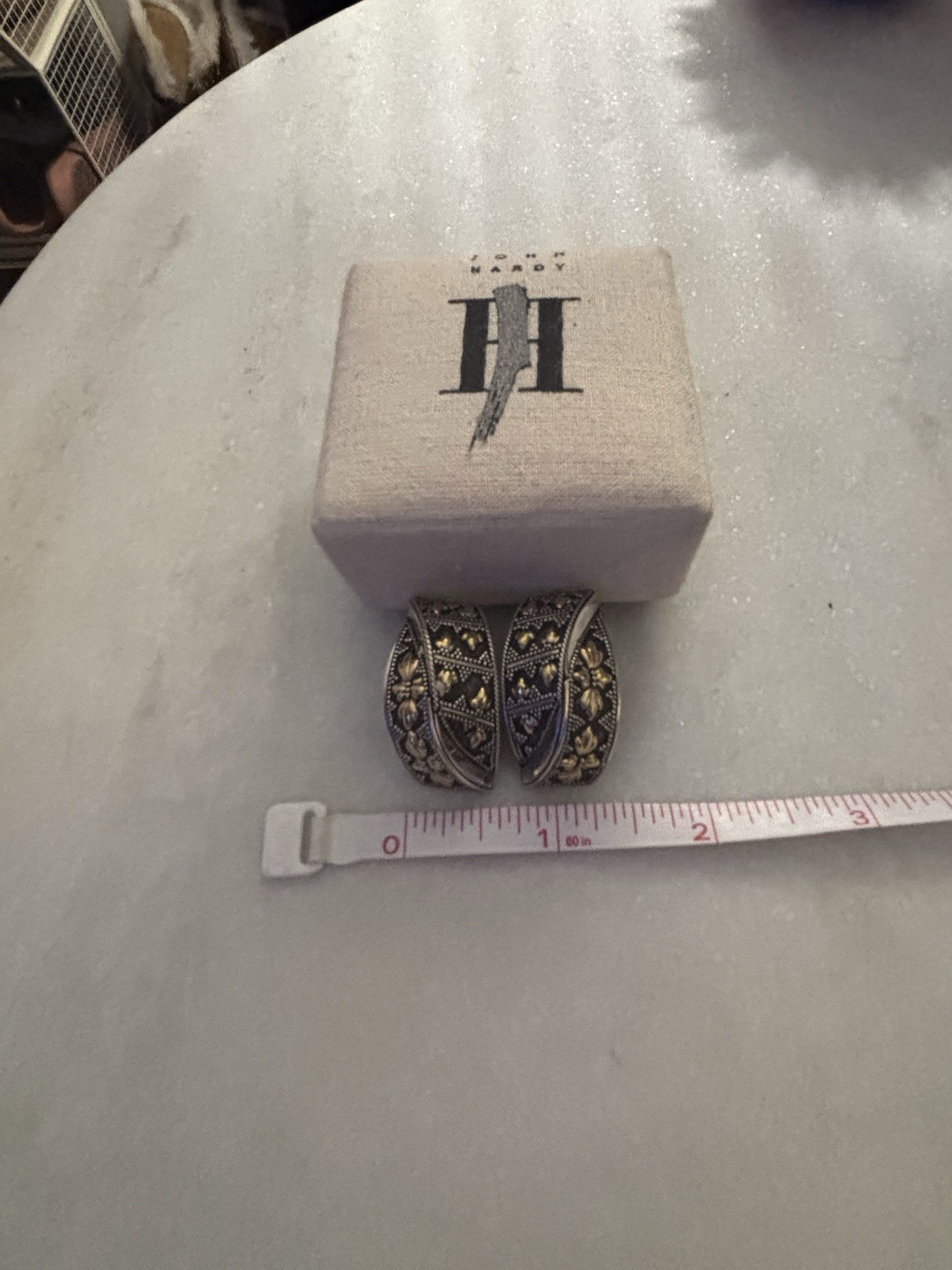 John Hardy Sterling Silver 18K Yellow Gold Floral Beaded Huggie Earrings