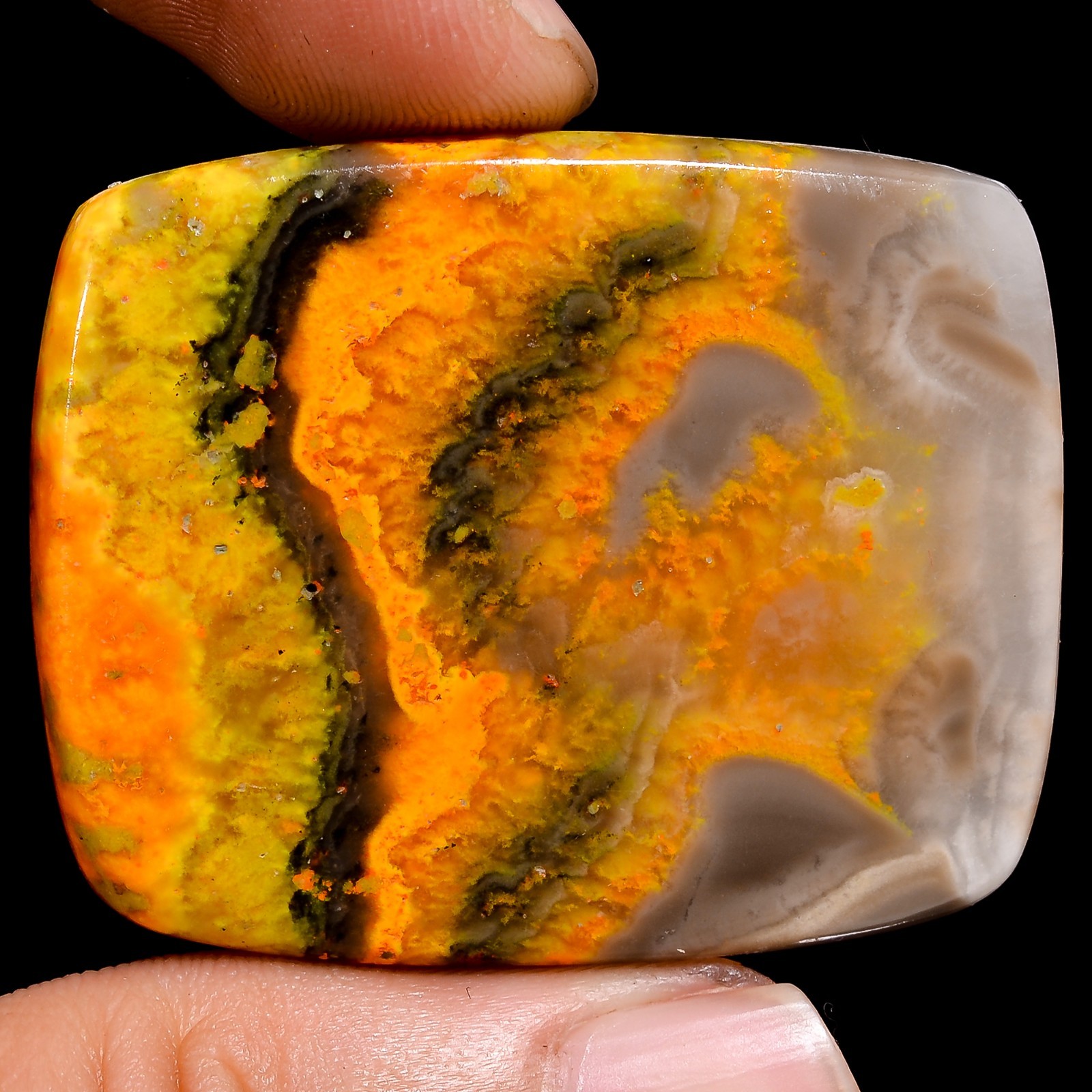 86.95 Cts Natural Bumble Bee Jasper Cushion Cabochon Gemstone 33x41x5 mm TP197