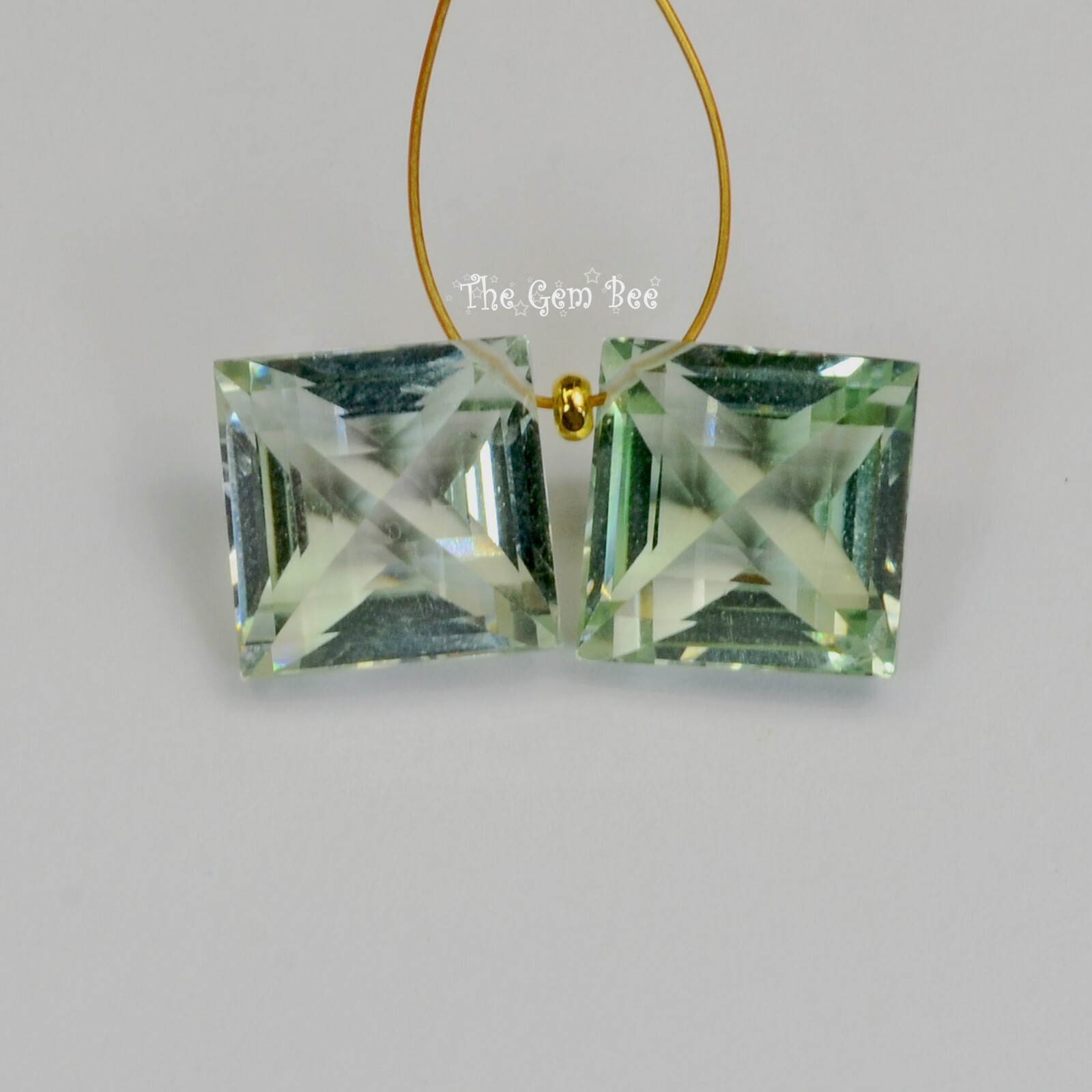 10.3MM Green Amethyst Prasiolite Faceted Kite Briolette Bead PAIR