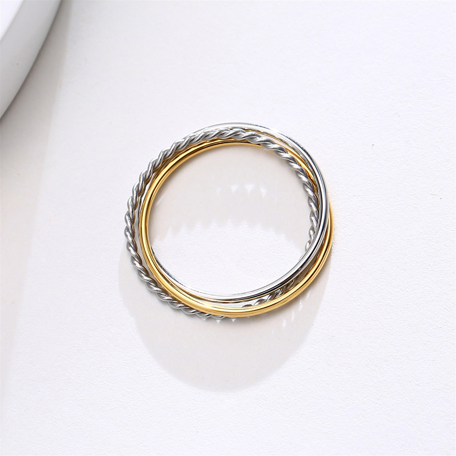 3-in-1 Stainless Steel Women Ring Band Wedding Engagement Anniversary #6-9