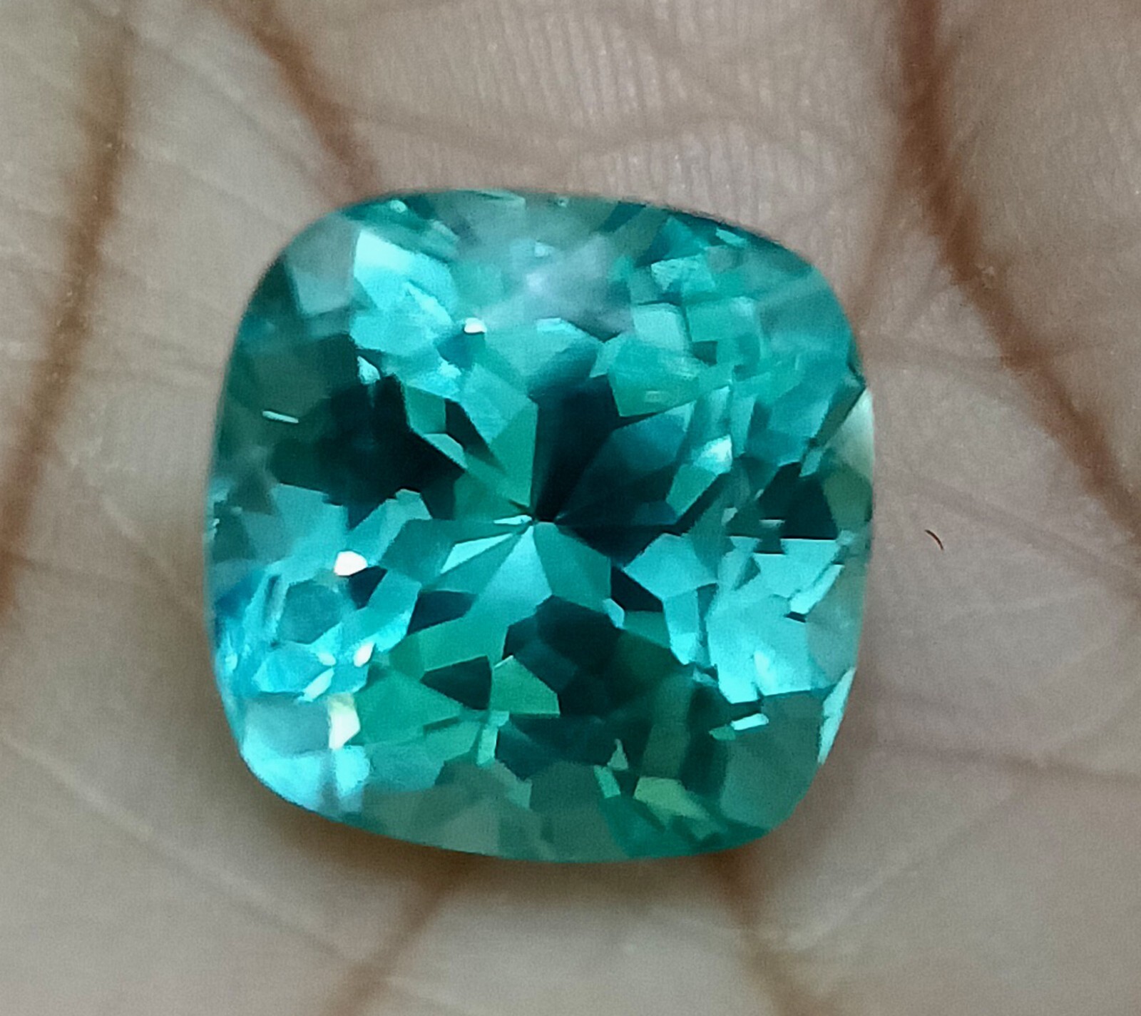 Flawless Natural Ceylon Blue-Green Sapphire Cushion Cut Loose GEMSTONE 11.70 Ct