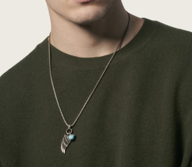 John Hardy Legends Eagle Wing in Silver with Turquoise & Pyrite – Pendant Only