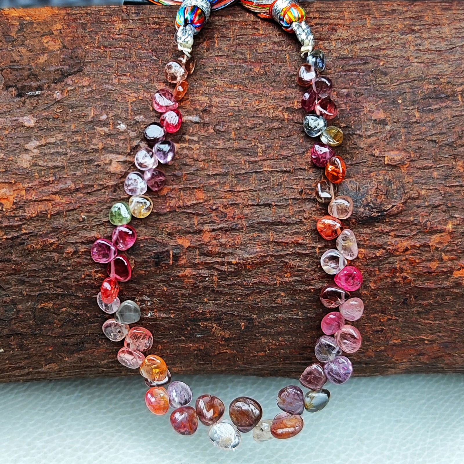 Natural Multi Color Spinel Gems 3 to 6mm Size Smooth Heart Shape Beads 7″ Strand