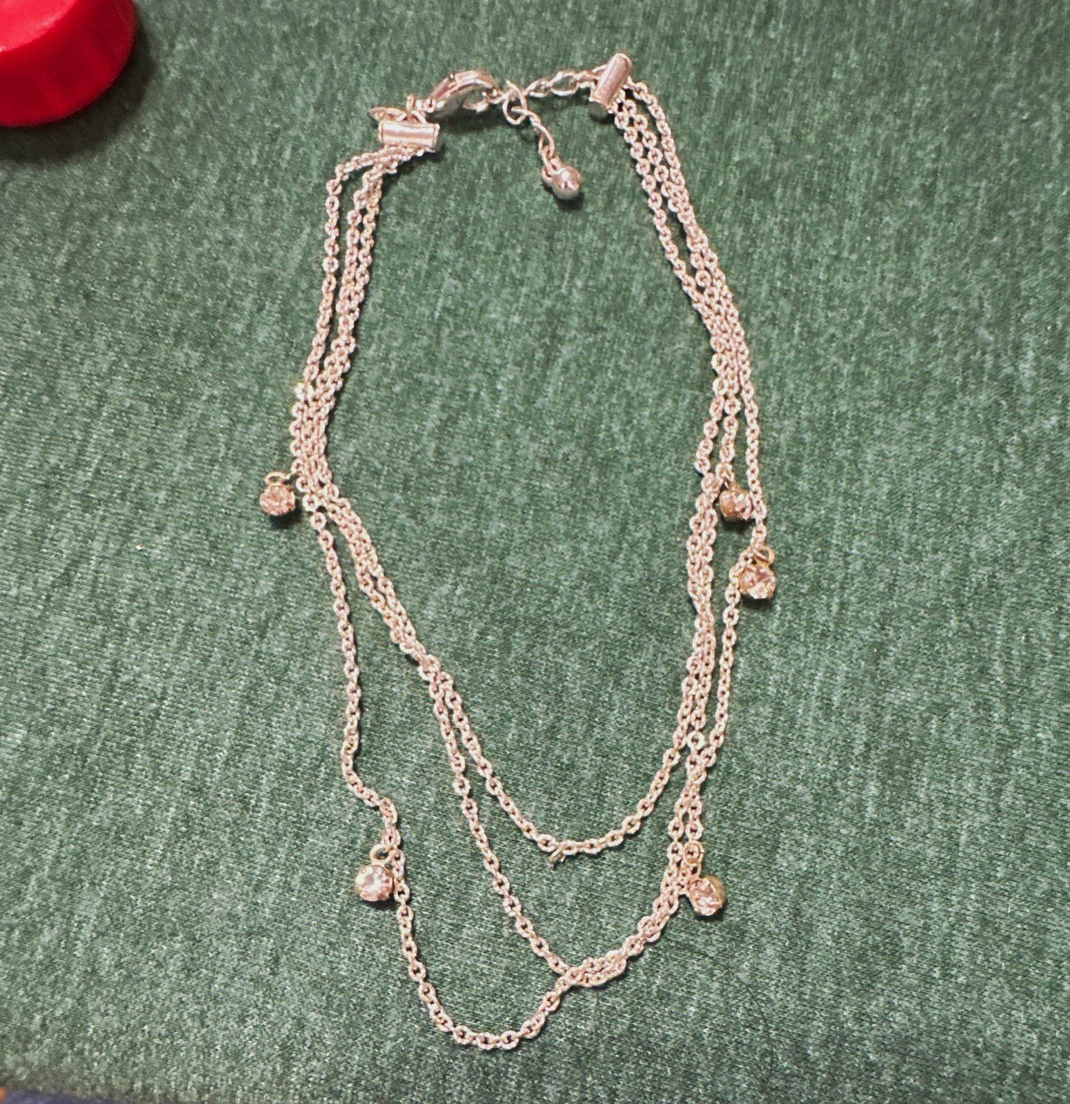 Silver Tone Layered Cable Chain Charm Necklace, Adjustable Lobster Clasp