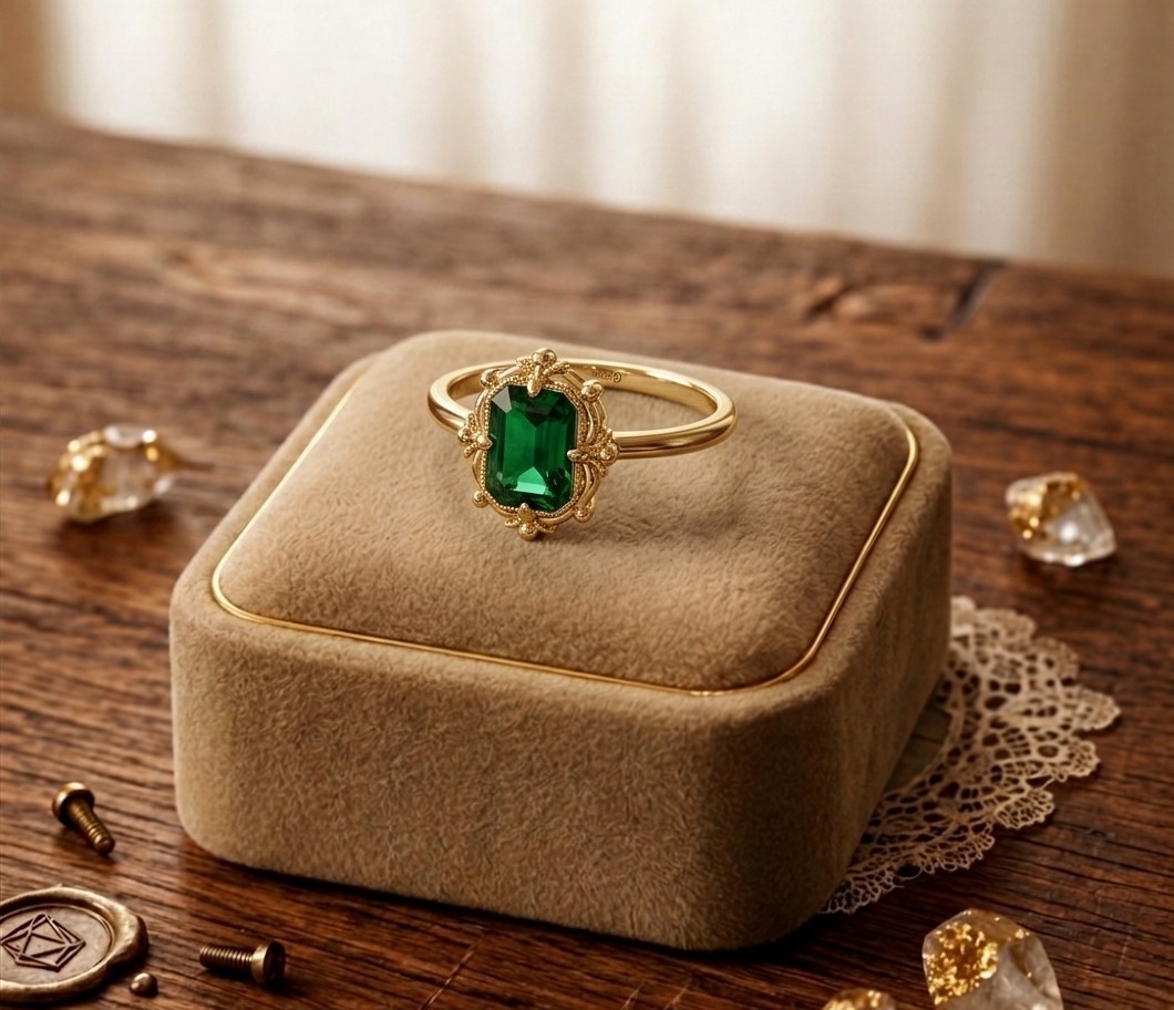 2.54 Ct Emerald Cut Natural Emerald Proposal Ring 14K Solid Yellow Gold