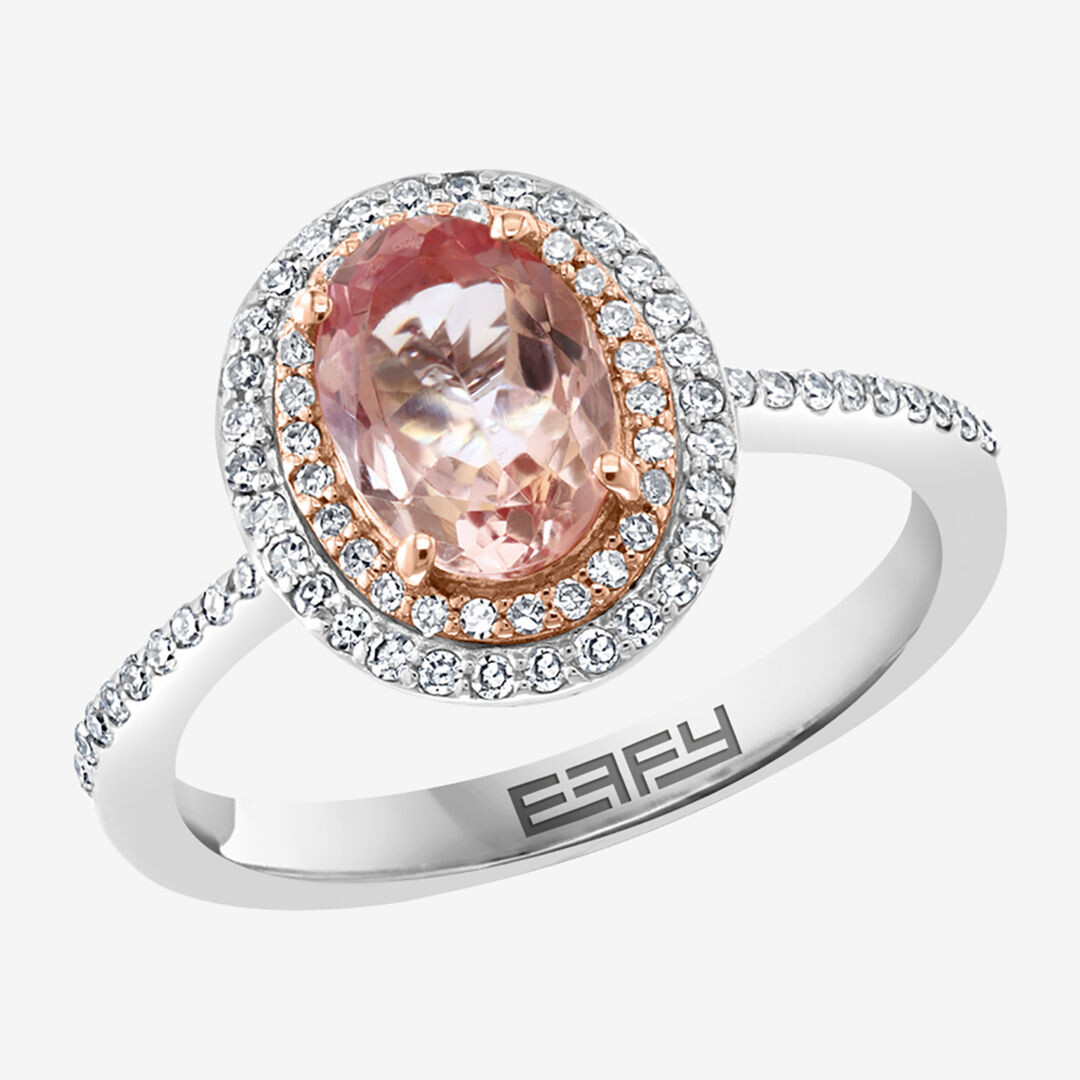 EFFY® 1/4 CT DIAMOND & 1.75 CT PINK MORGANITE 14K WHITE GOLD COCKTAIL RING