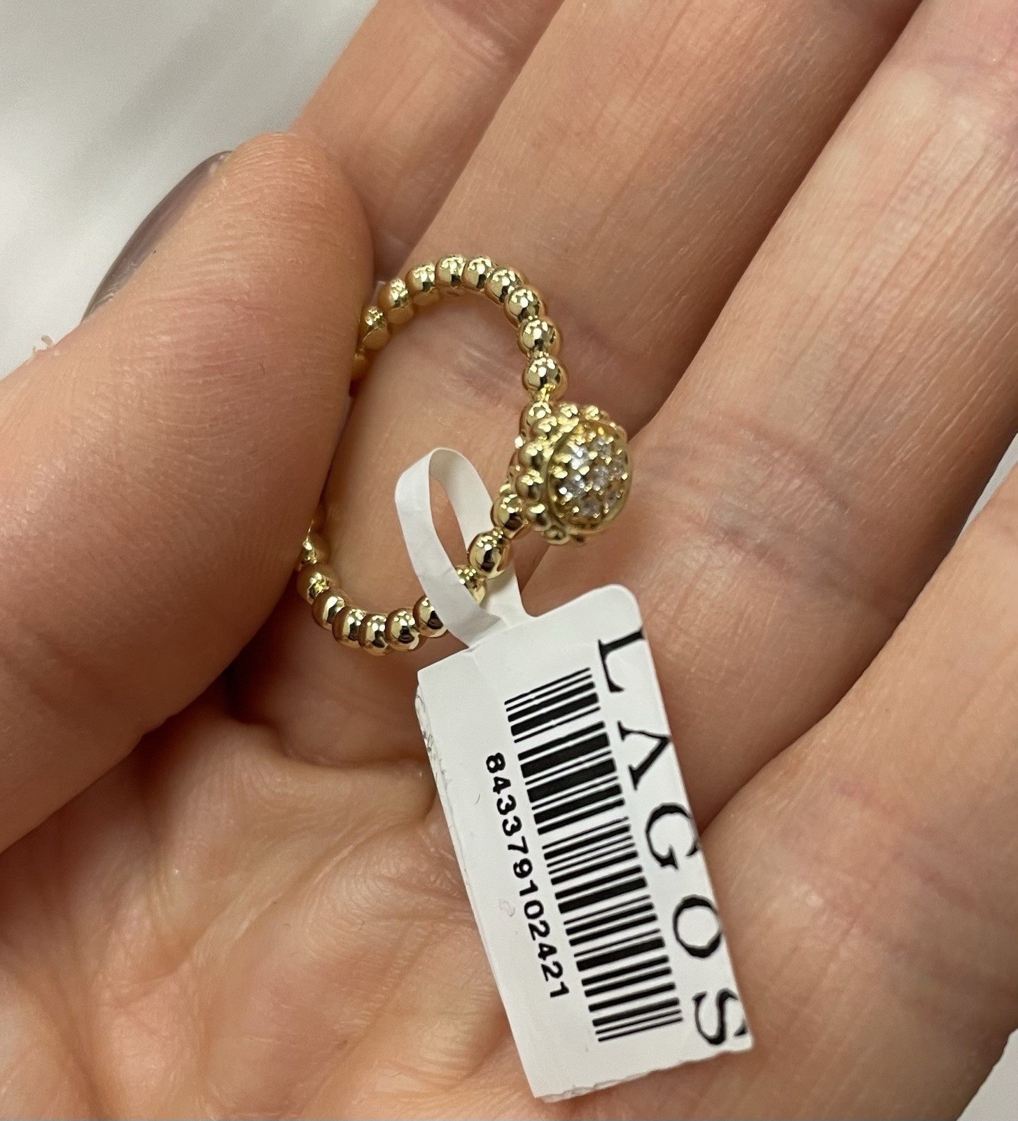 Lagos Diamonds Caviar 18K Gold Circle Ring $1450 New 6
