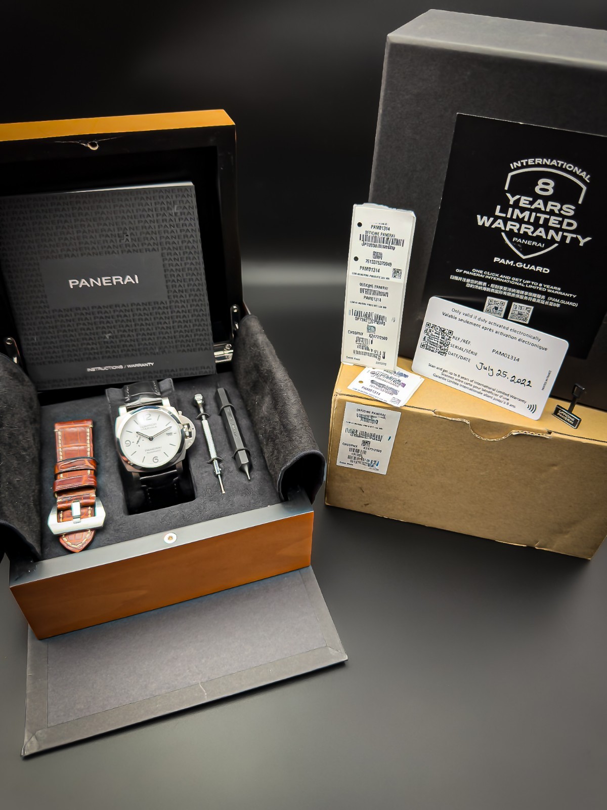 Panerai Luminor Marina PAM01314 White Dial 44mm Stainless Steel | Box and Papers