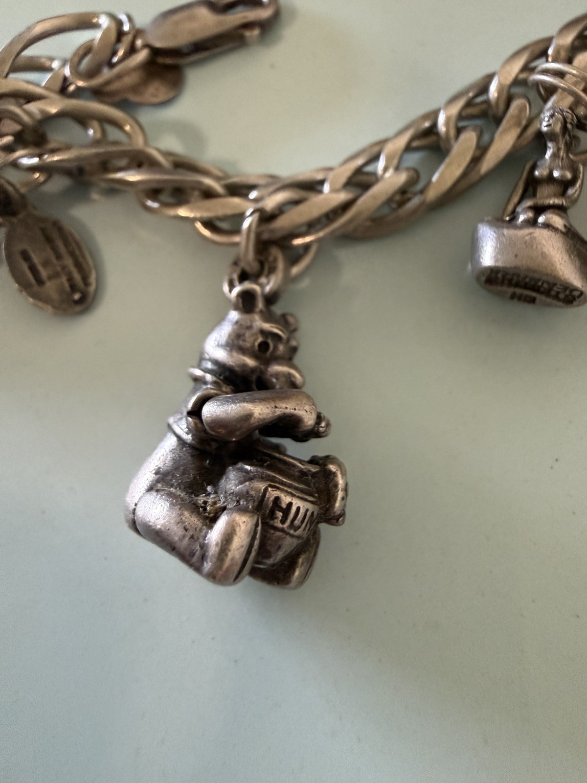 1995 limited edition .925 Walt Disney Winnie the Pooh Charm Bracelet 8” 39.4 g