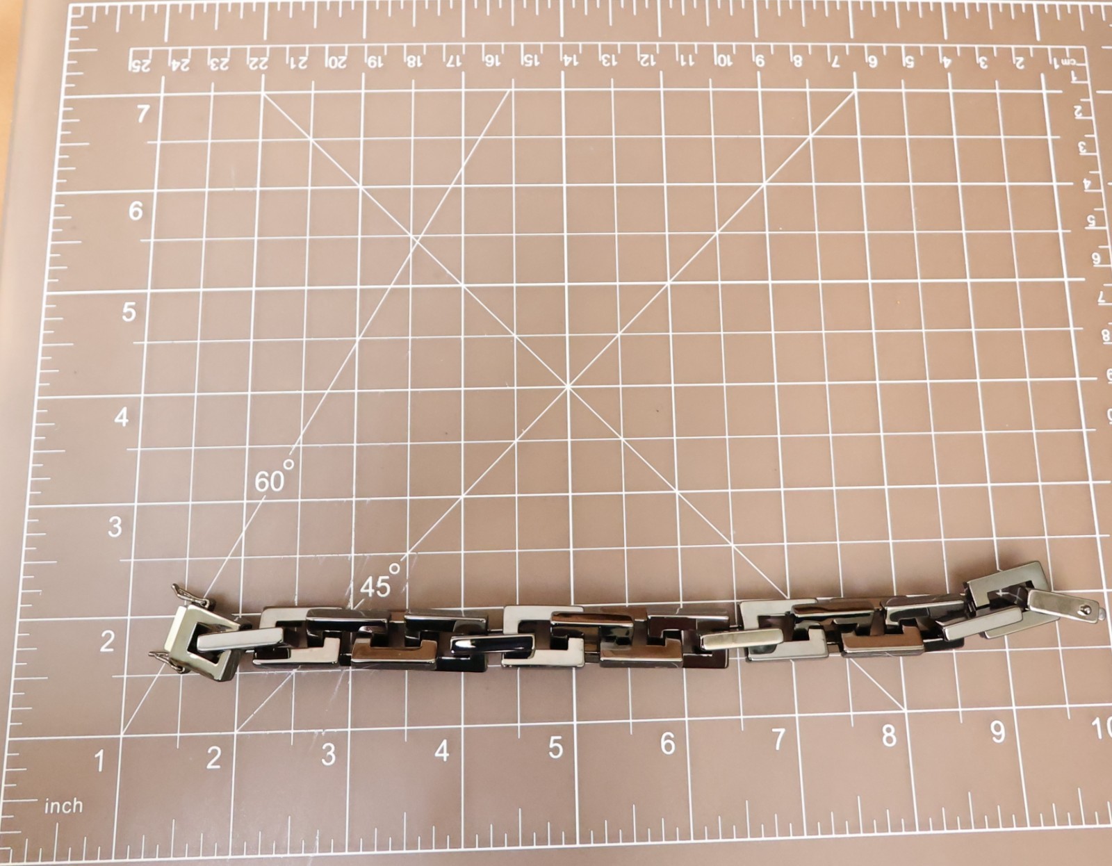 Bronzo Italia bracelet Milor status chain gunmetal rectangle links magnet 7.25in