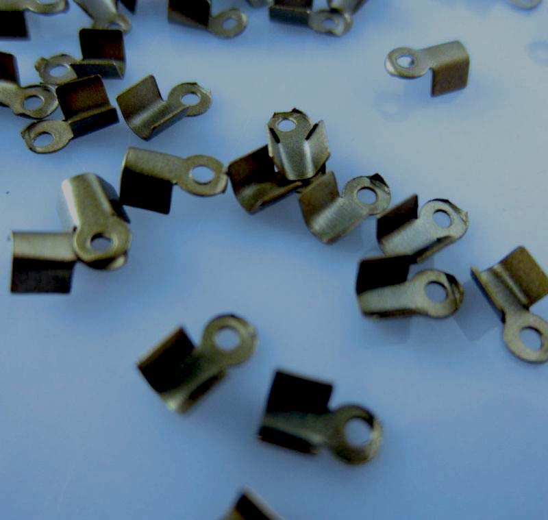 Fold Over Crimp Bead Cap 3×6 – 4x9MM End Gold Silver Copper Bronze Plate