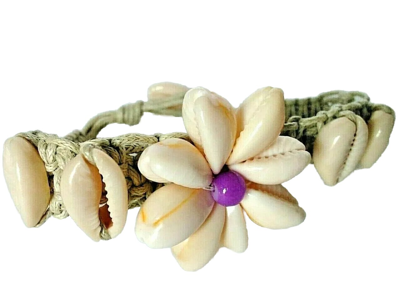 Seashell Flower Handmade 7″ Bracelet Beach Jewelry Seashell Boho Surfer Nautical