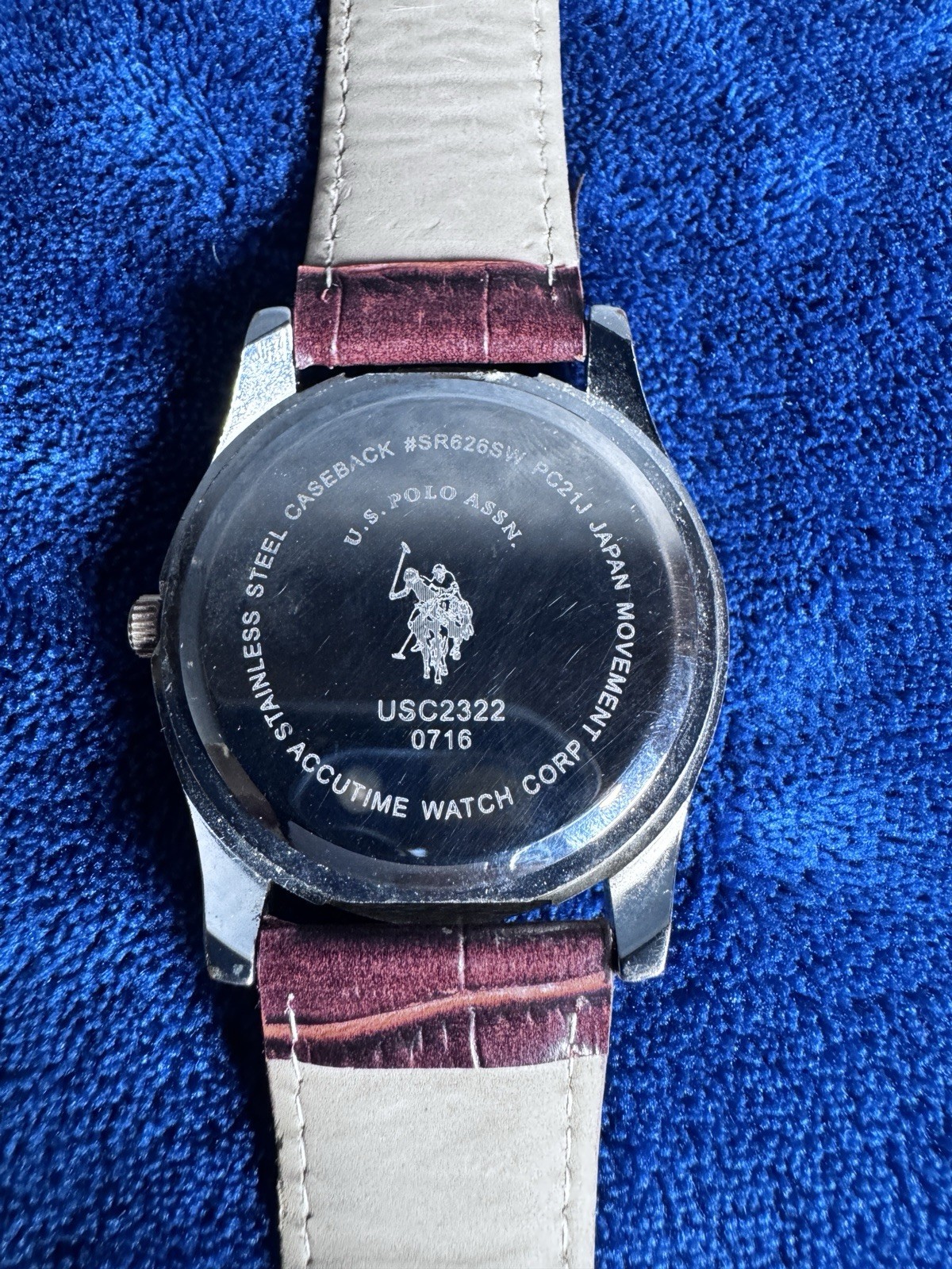 US Polo Assn Men’s Watch Brown Leather Band New Battery