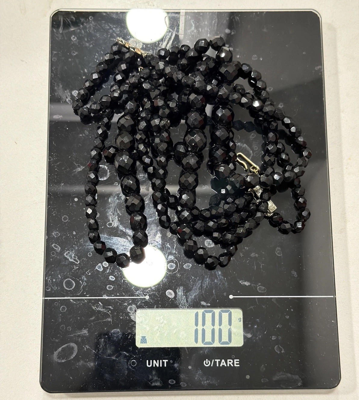 Vintage Laguna 4-Layers Czech Black Glass Faceted Beads Waterfall Necklace