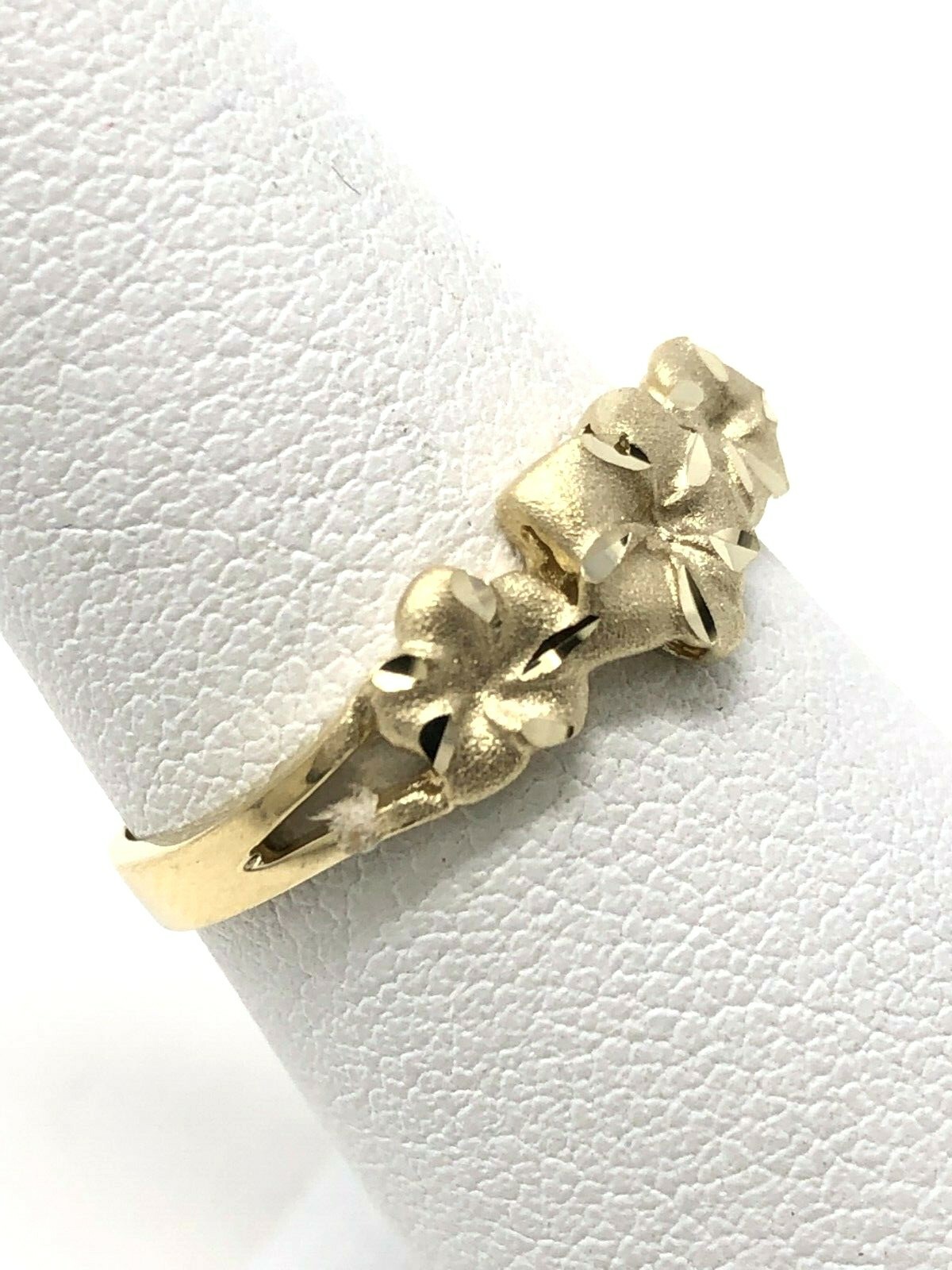 14k Yellow Gold Solid Hawaiian Plumeria Flower Ring Sizes 6-9
