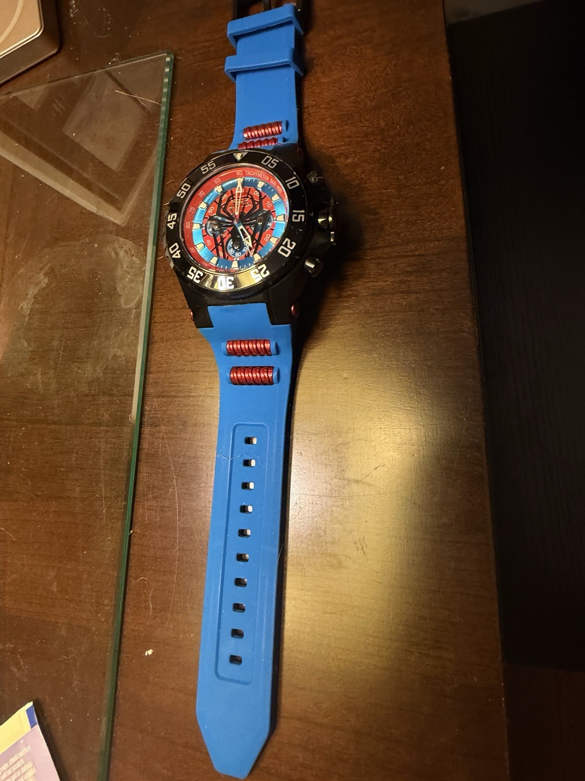 Invicta Marvel Men’s Quartz Chronograph Watch Blue Silicone Strap 100m Black