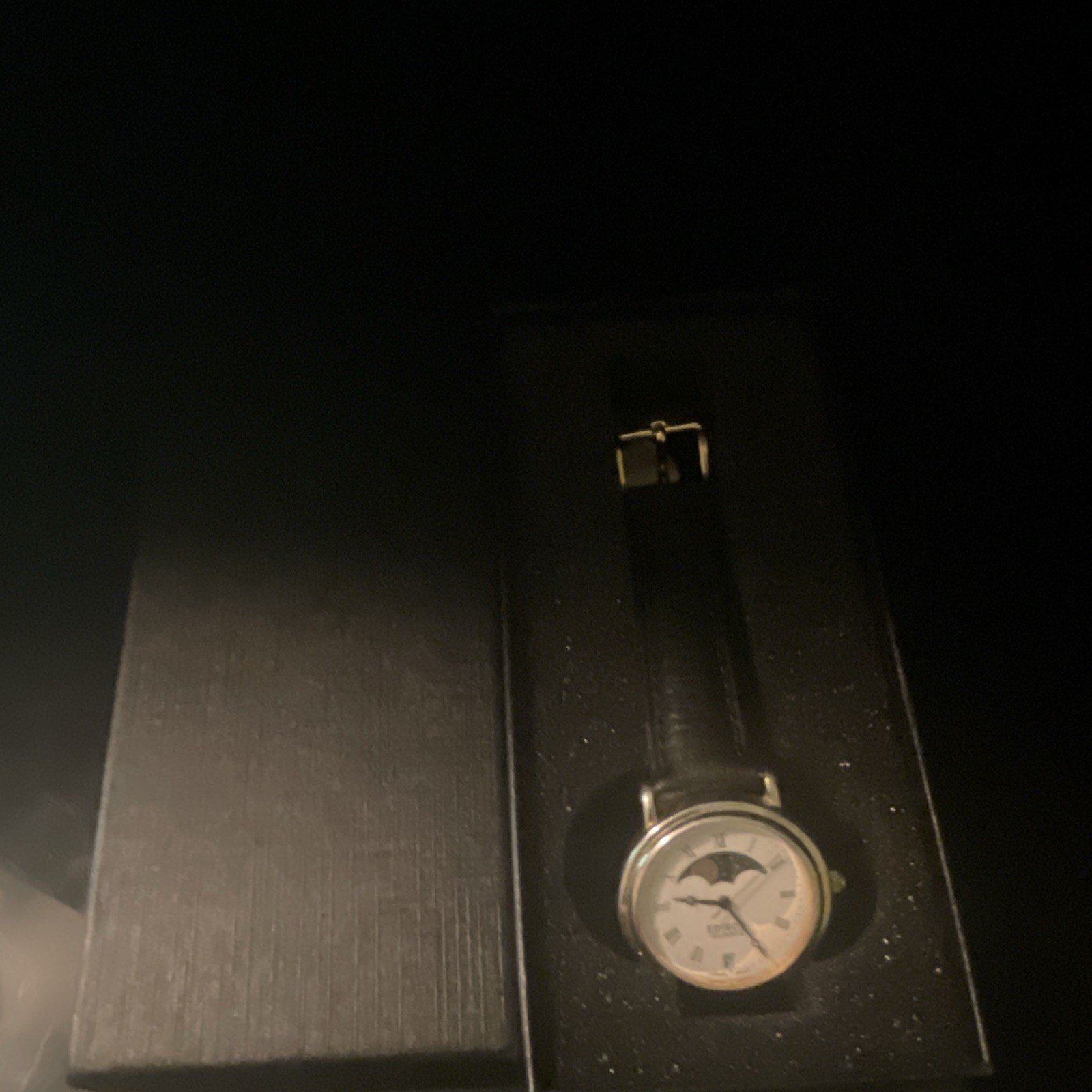 Vintage Edison Quartz Moon Phase Date Dress Watch Roman Dial Japan Movement Runs