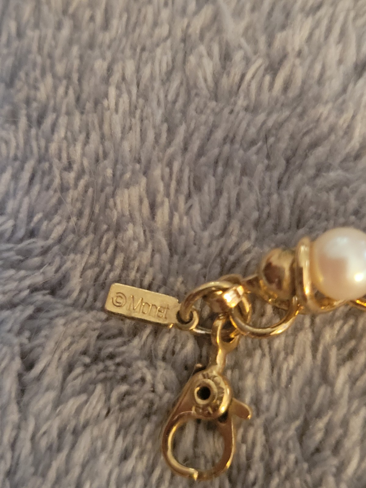 Vintage Monet Faux Champagne Pearl Bracelet