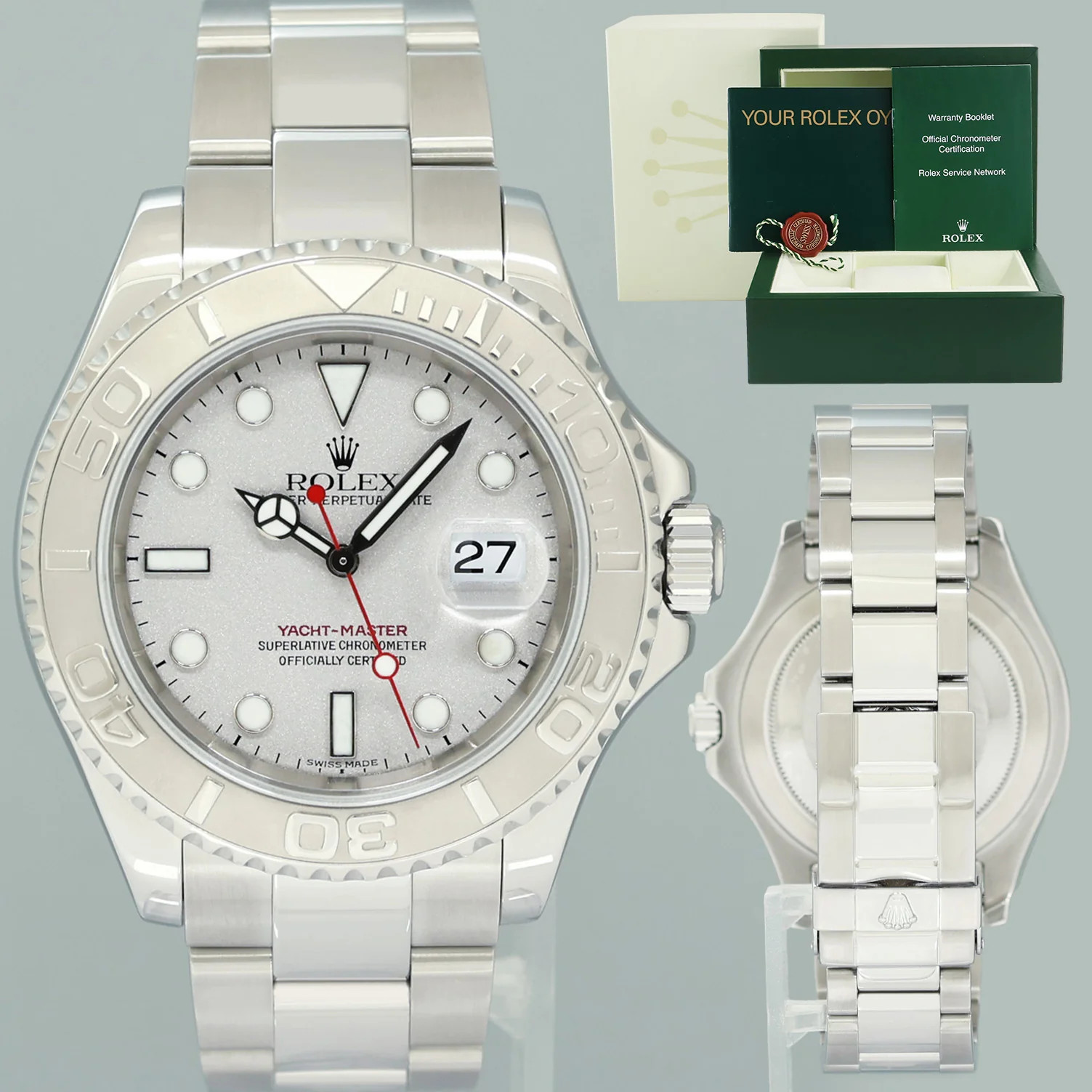 MINT Rolex Yacht-Master 16622 Steel Platinum Bezel Oyster 40mm Watch Box