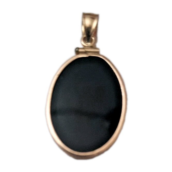 Black Hills Gold 10k Coleman Rose Onyx Bezel Pendant