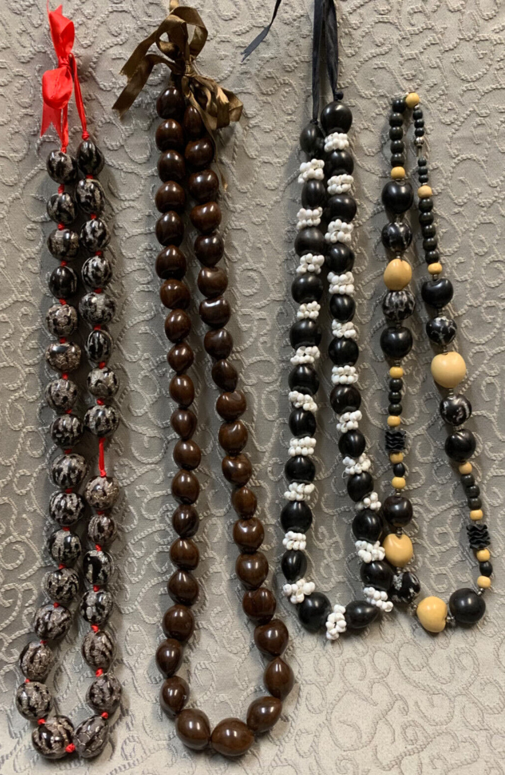 Kukui Nut Necklace Leis Mixed Set of 4 From 32″ to 36