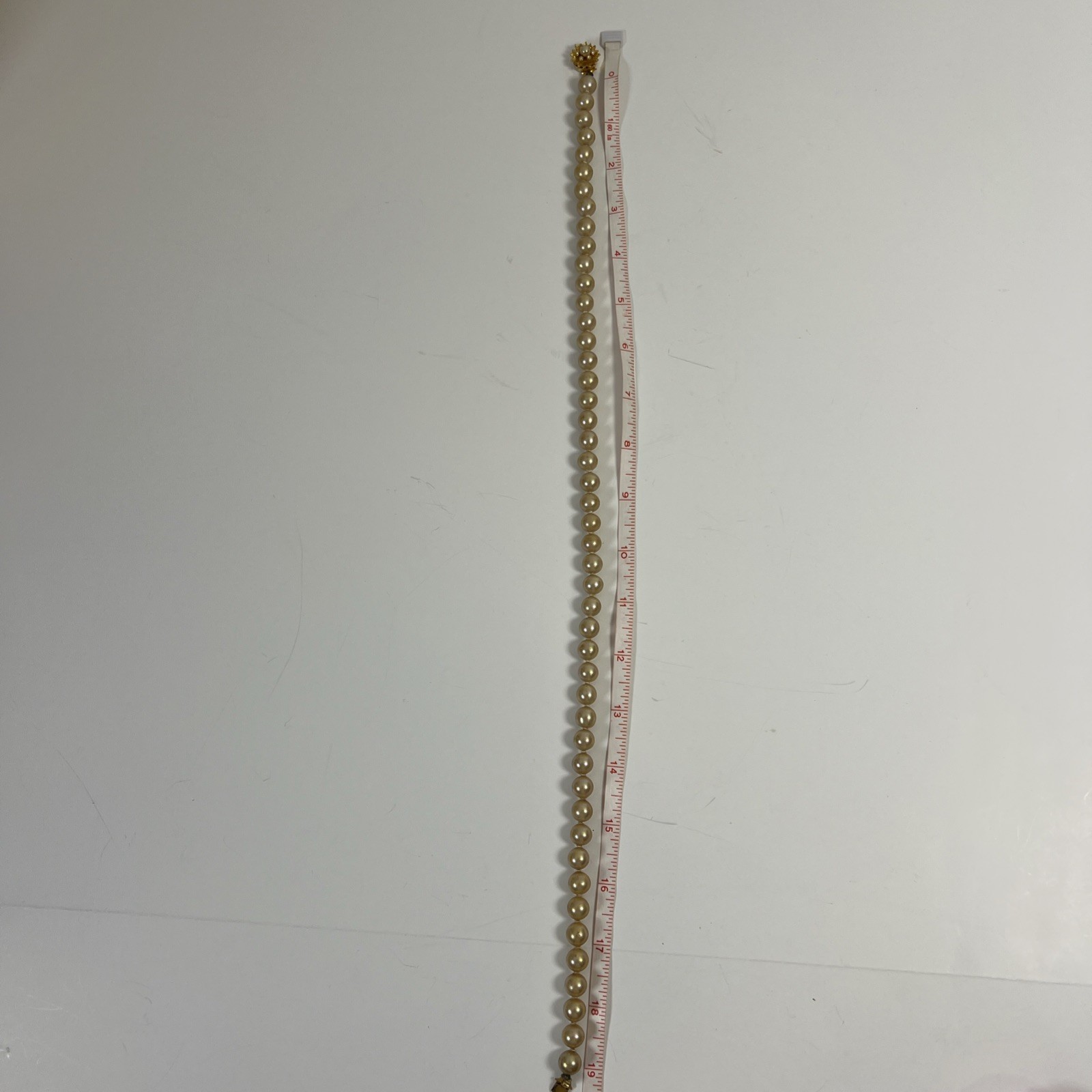 Vintage Champagne Cream Faux Pearl Hand Tied Choker Necklace 19 in Long Heavy