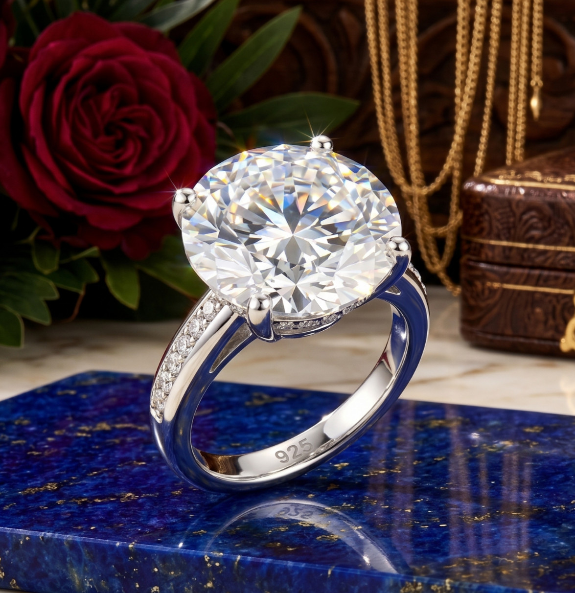 RARE 6.00 Ct Certified Round Cut White Natural Diamond Ring White Gold Finish