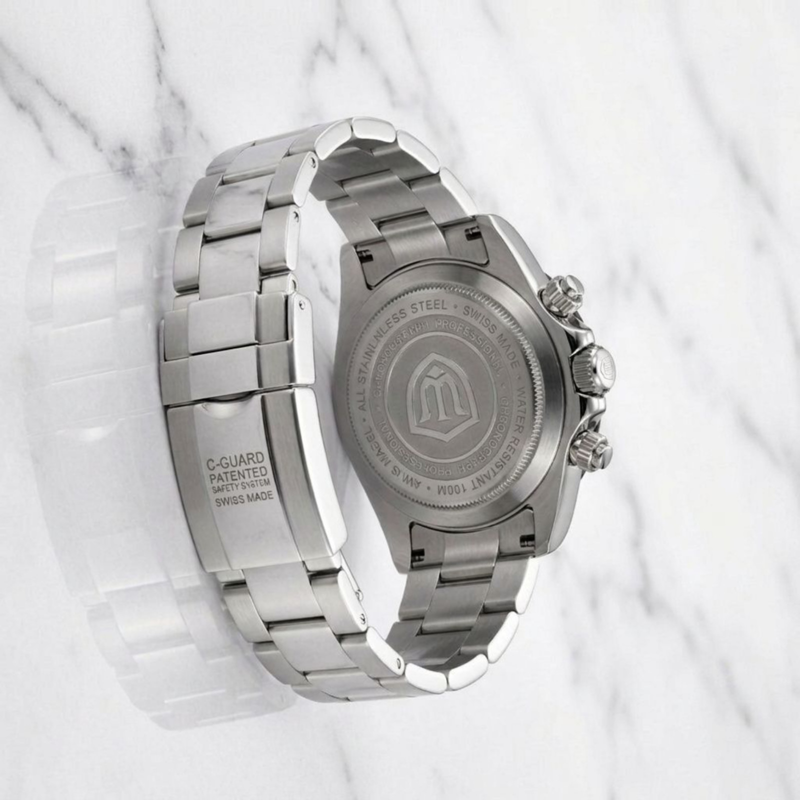 Men’s Chronograph Aviator Japanese Quartz Movement Watch 38mm White Dial Silver