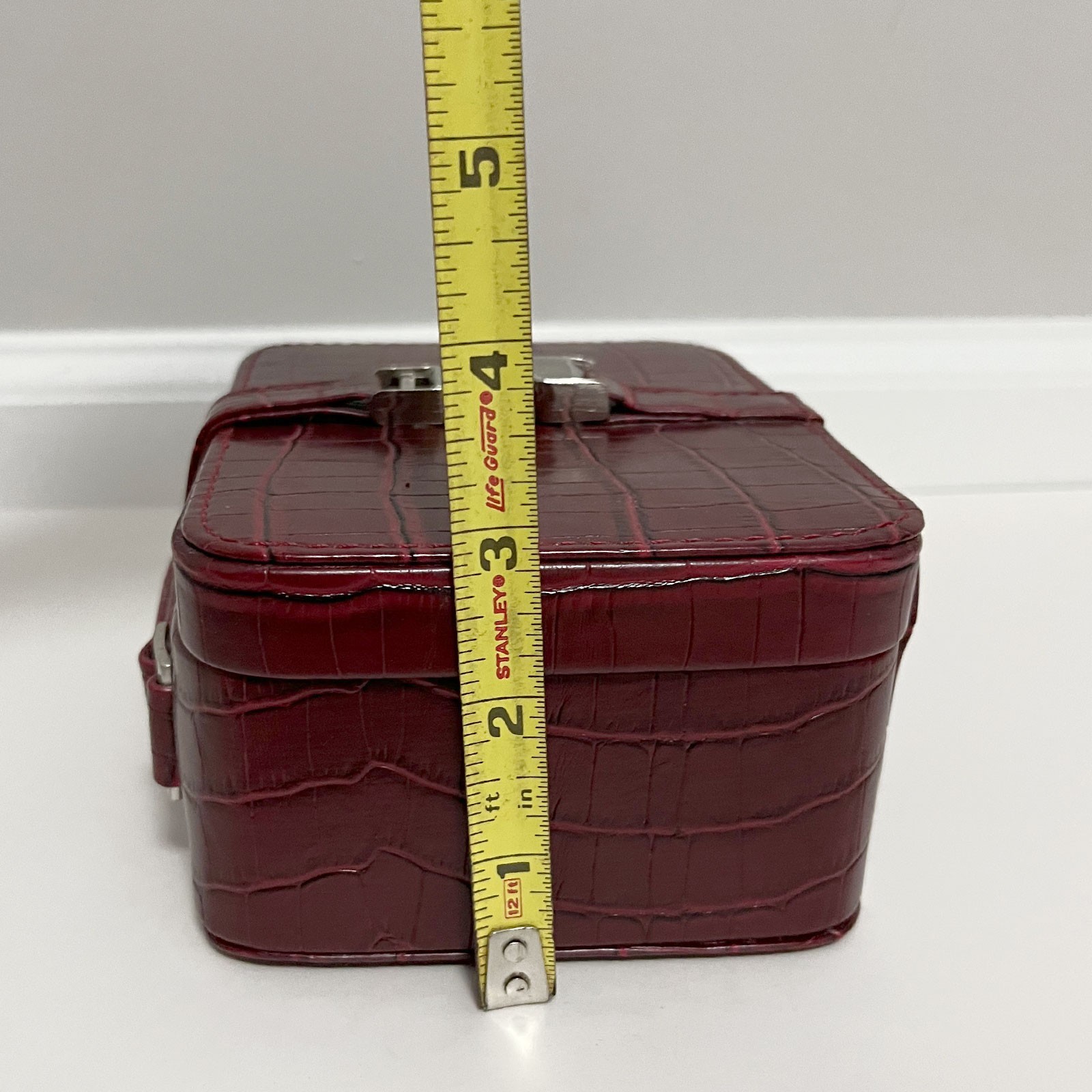Mini Red Travel Jewelry Box with Handle