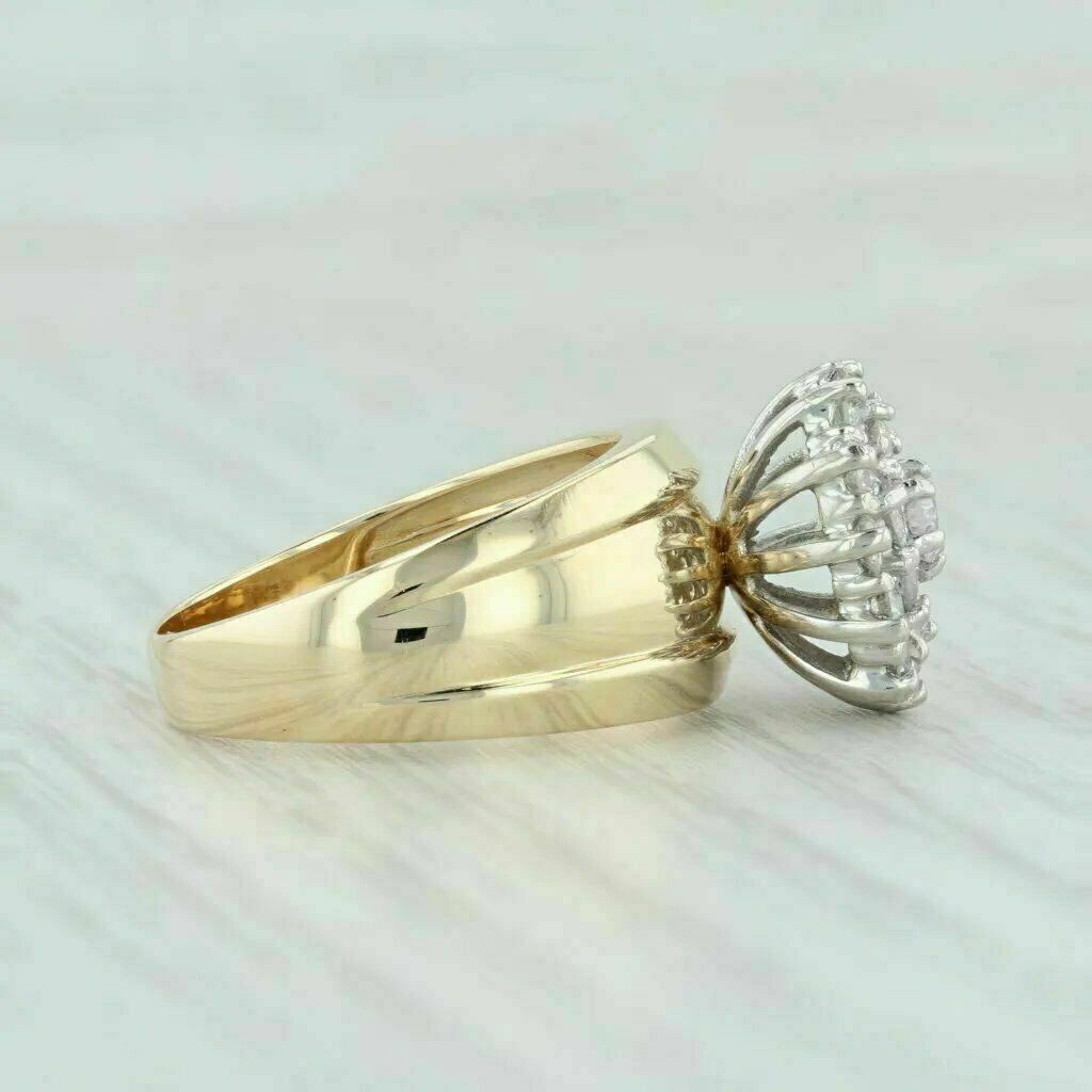 Vintage 2.50 Ct Diamond Waterfall Cluster 10K Yellow Gold Finish Cocktail Ring