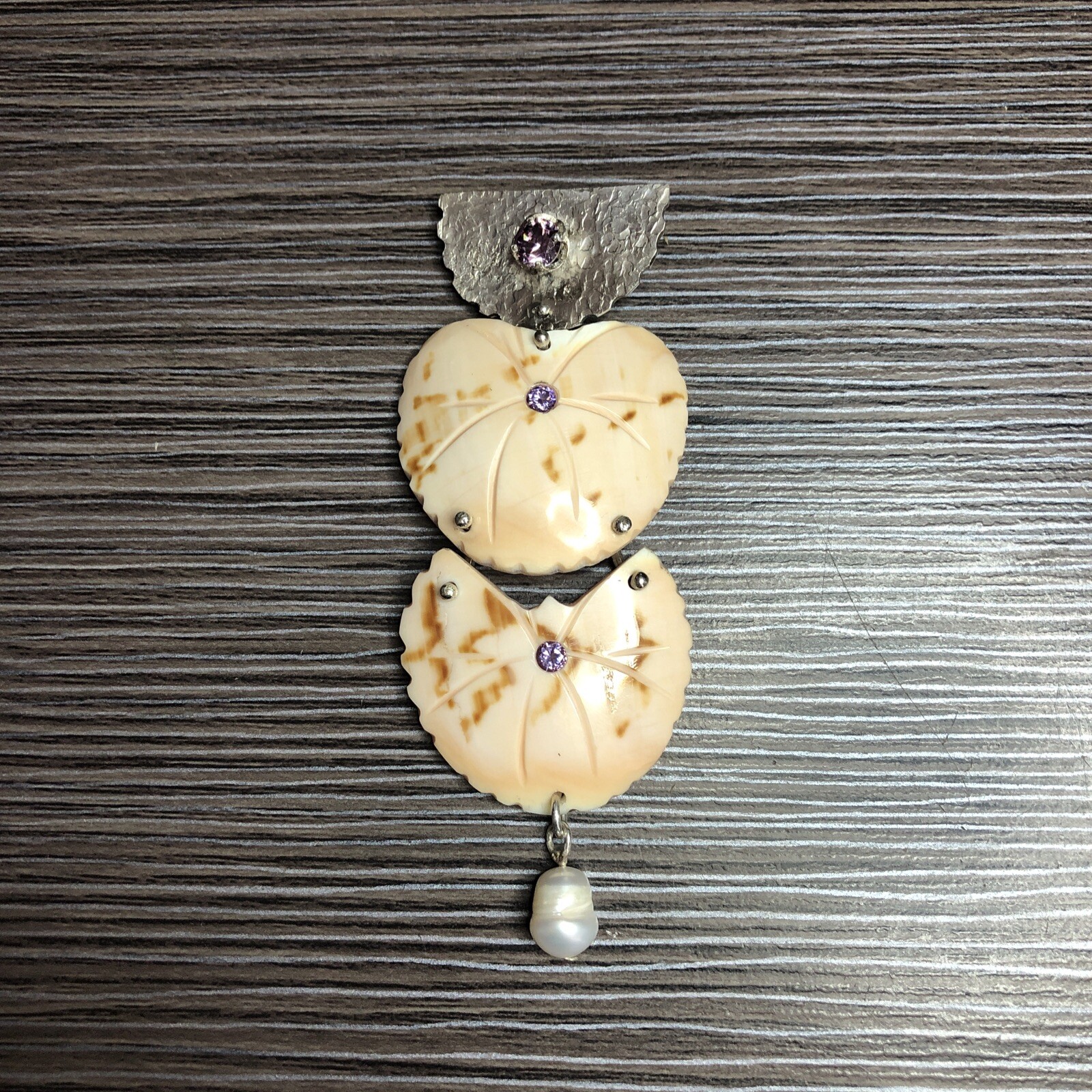 Women 925 Sterling Silver Jewelry  Shell Pearl CZ Pendant Unique Jewelry