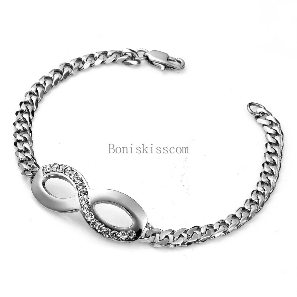 Silver Tone Stainless Steel Infinity Braided Chain Bangle Bracelet Women’s Gift