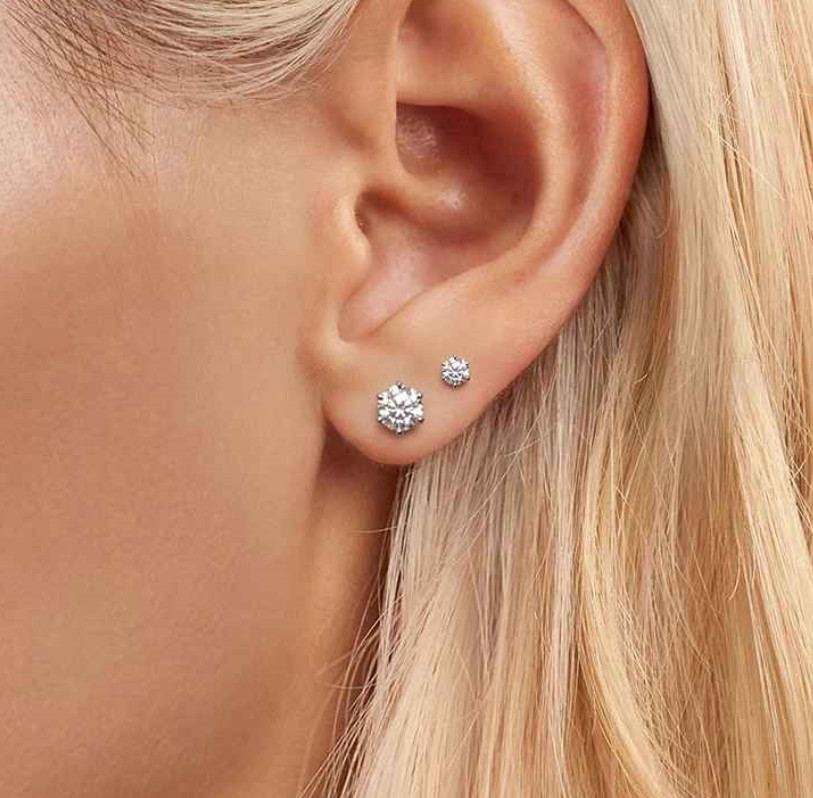 18k White Gold Plated 1CT Moissanite Screw Back Stud Earrings for Women With GRA