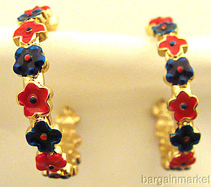Enamel Flower Hoop Lead Nickel Free Earrings