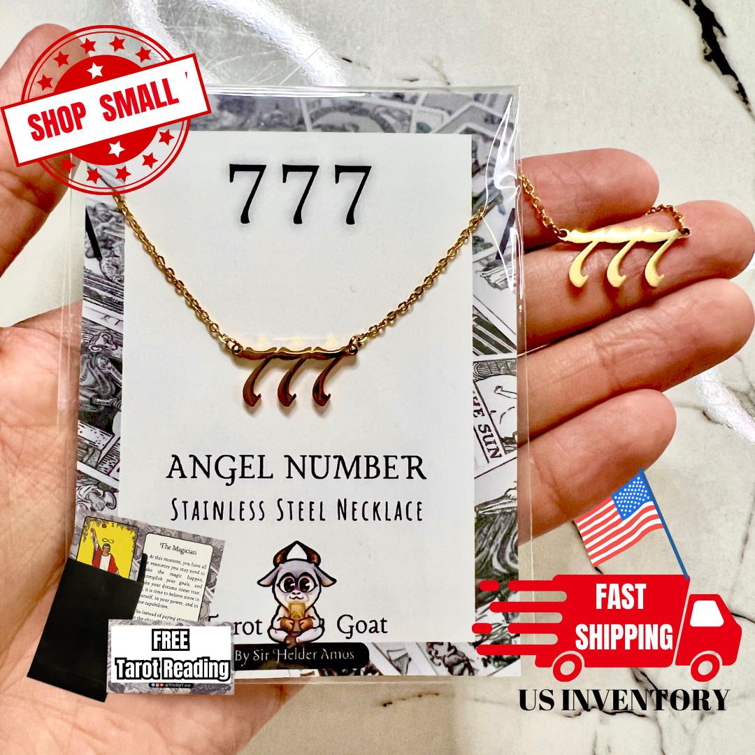 777 Angel Number Necklace Stainless Steel Good Luck Amulet Men Woman Gift Ideas